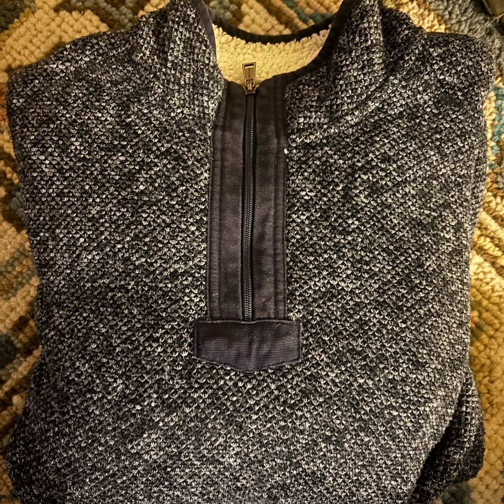 Orvis Navy and Cream Textured Half-Zip Pullover